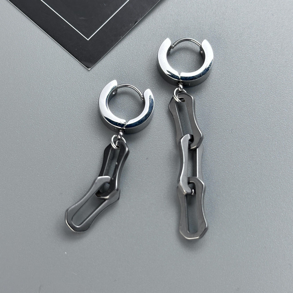 Hoop Bone Chain Earrings | Soft Industrial Gender-Neutral Jewelry