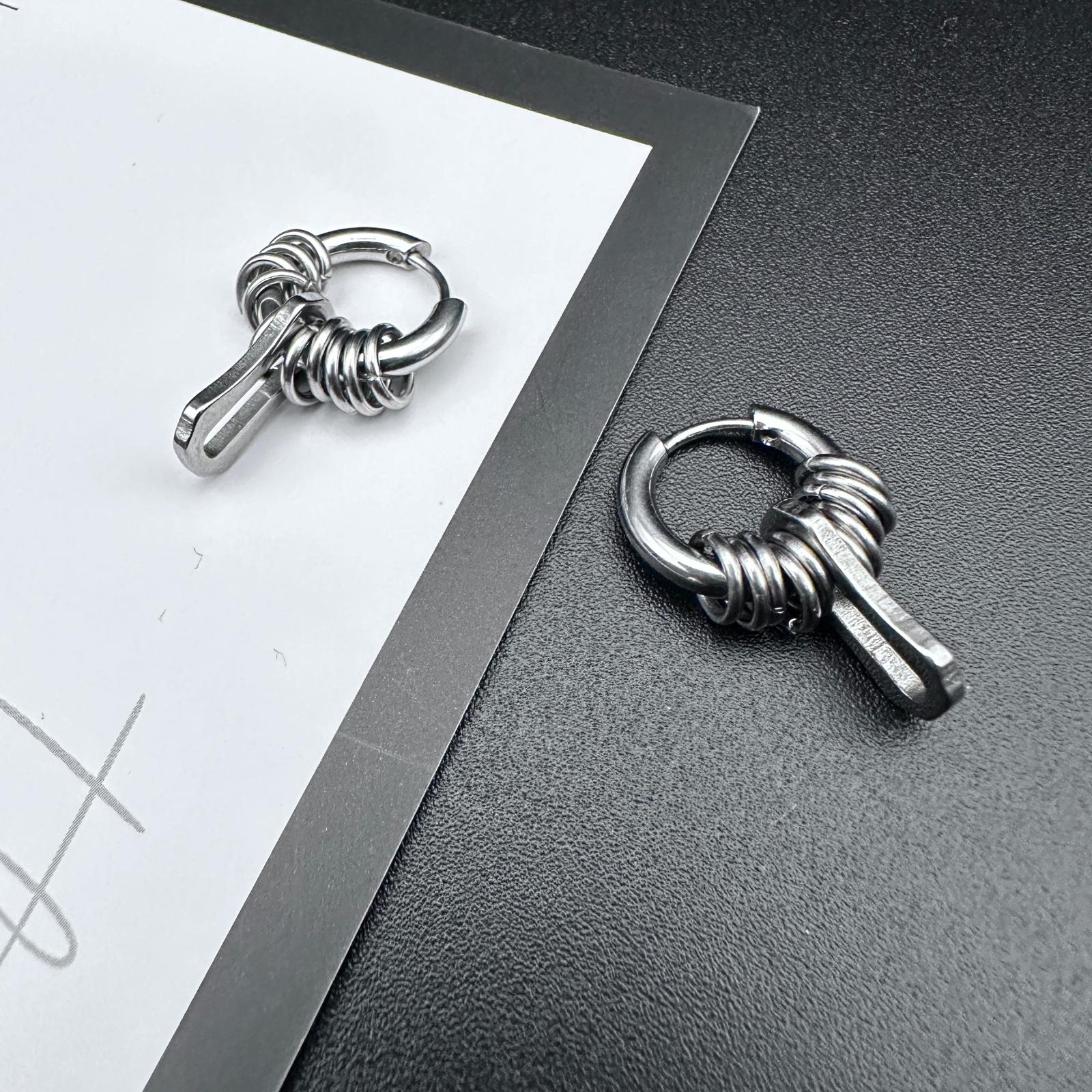 Hoop Bone Drop Earrings | Soft-Industrial Unisex Earrings with Strength