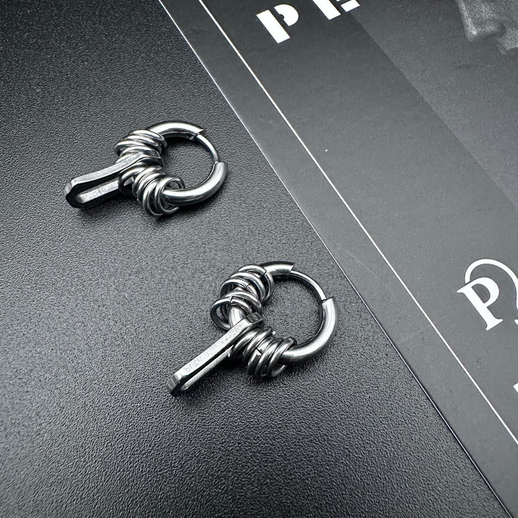 Hoop Bone Drop Earrings | Soft-Industrial Unisex Earrings with Strength