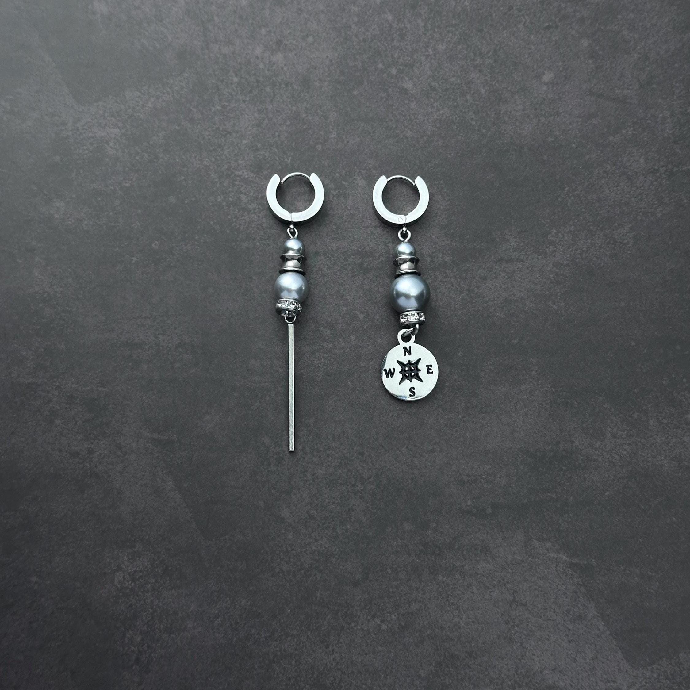 Hoop Long Bar Earrings | Soft Industrial Gender-Neutral Jewelry