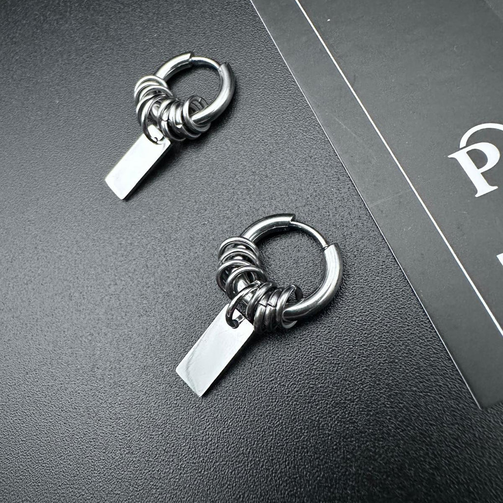 Hoop Tag Earrings | Soft-Industrial Unisex Earrings with Strength