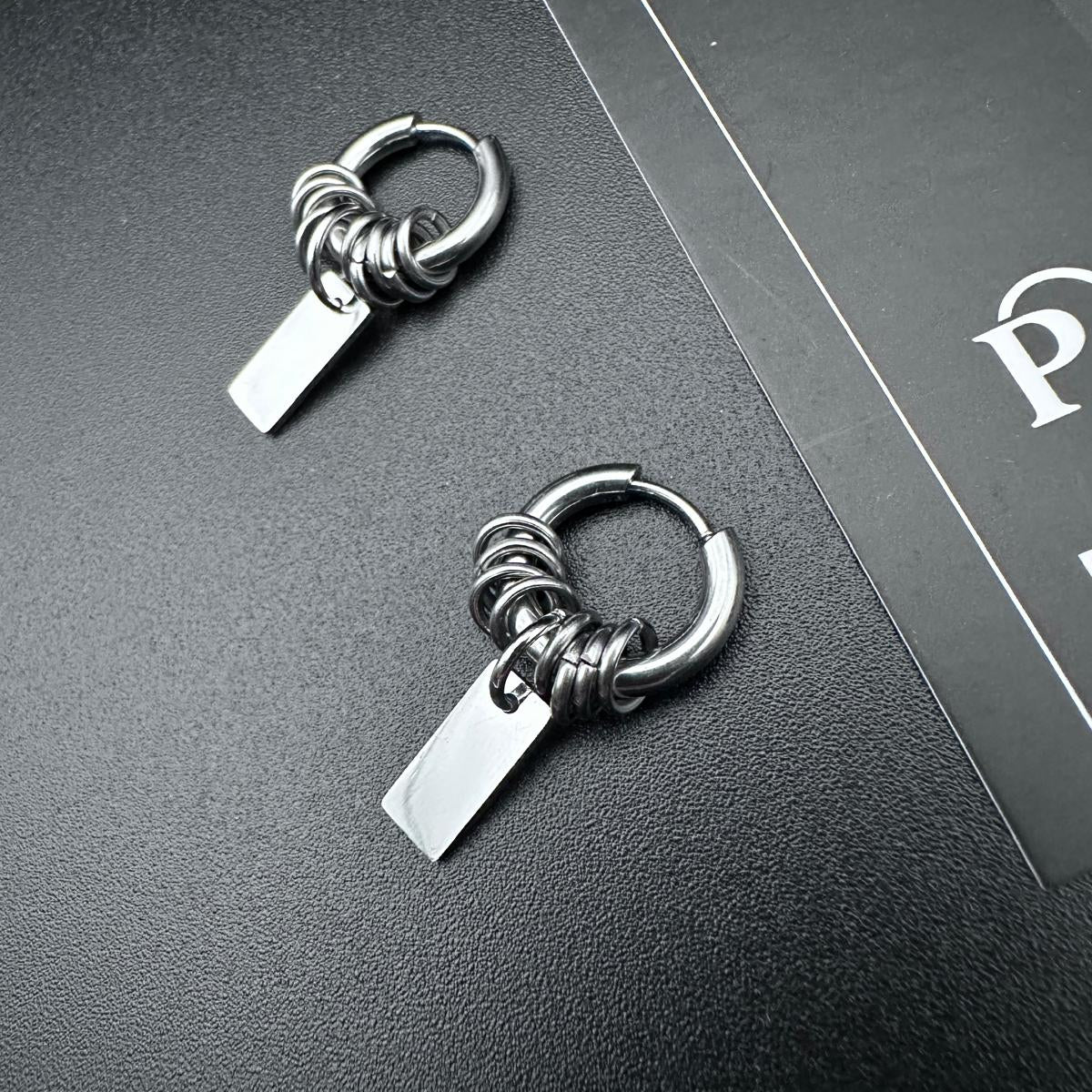 Hoop Tag Earrings | Soft-Industrial Unisex Earrings with Strength