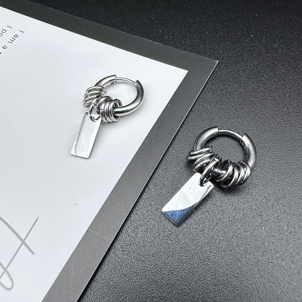 Hoop Tag Earrings | Soft-Industrial Unisex Earrings with Strength