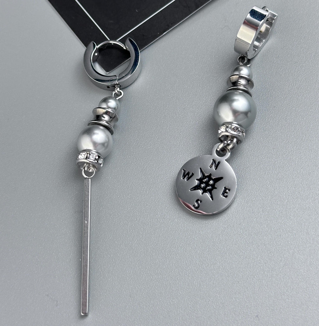 Hoop Long Bar Earrings | Soft Industrial Gender-Neutral Jewelry