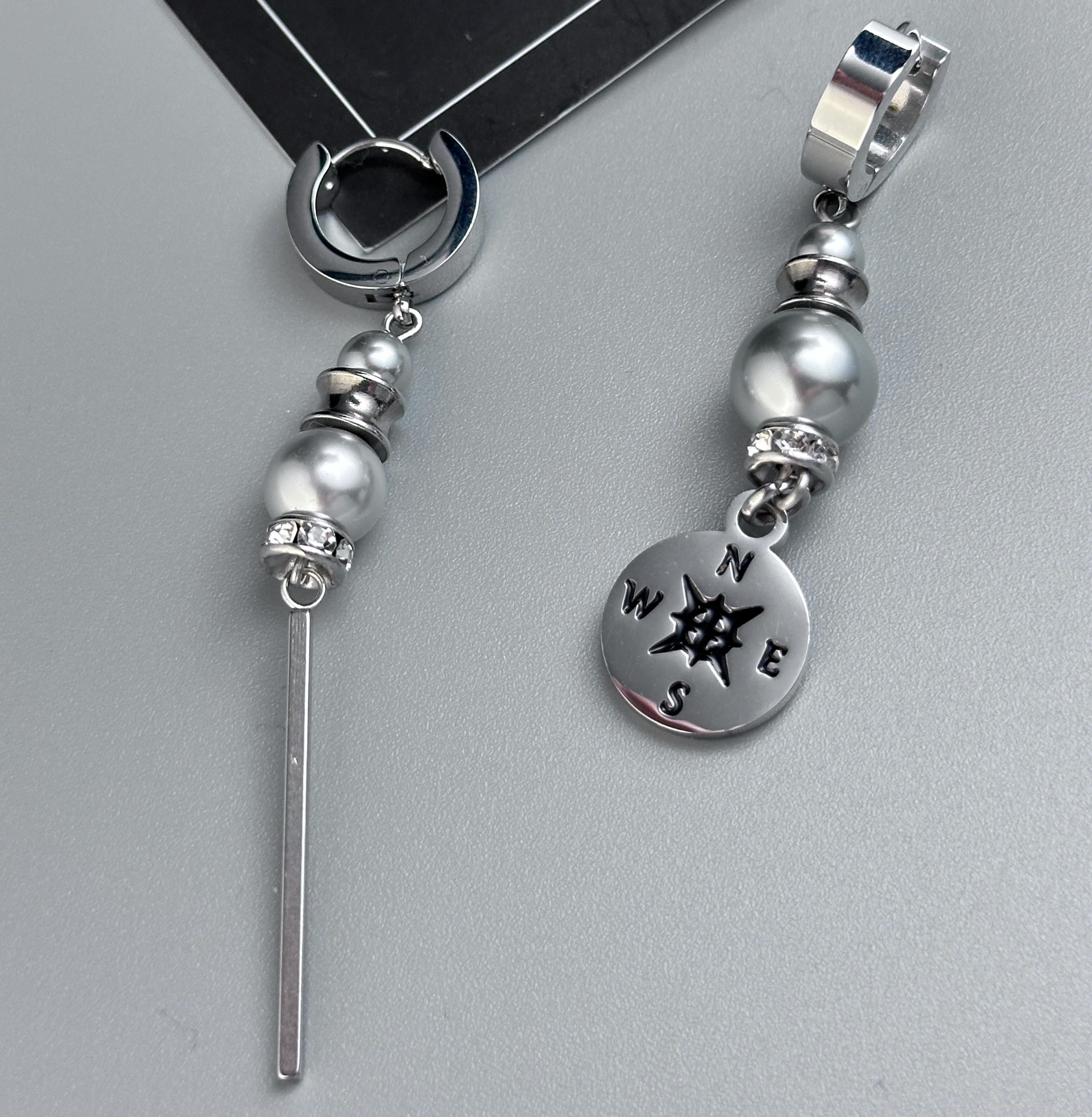 Hoop Long Bar Earrings | Soft Industrial Gender-Neutral Jewelry