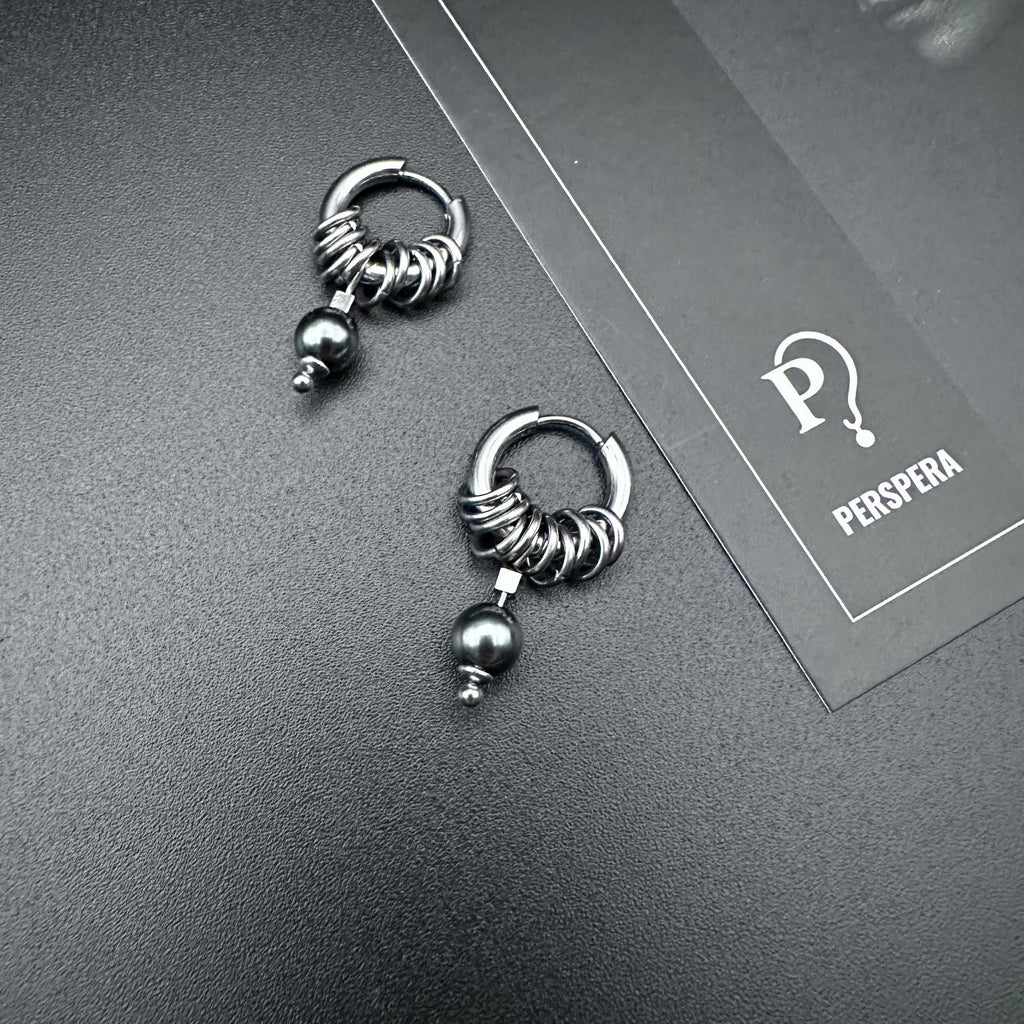 Hoop Pearl Drop Earrings | Soft-Industrial Unisex Earrings with Strength