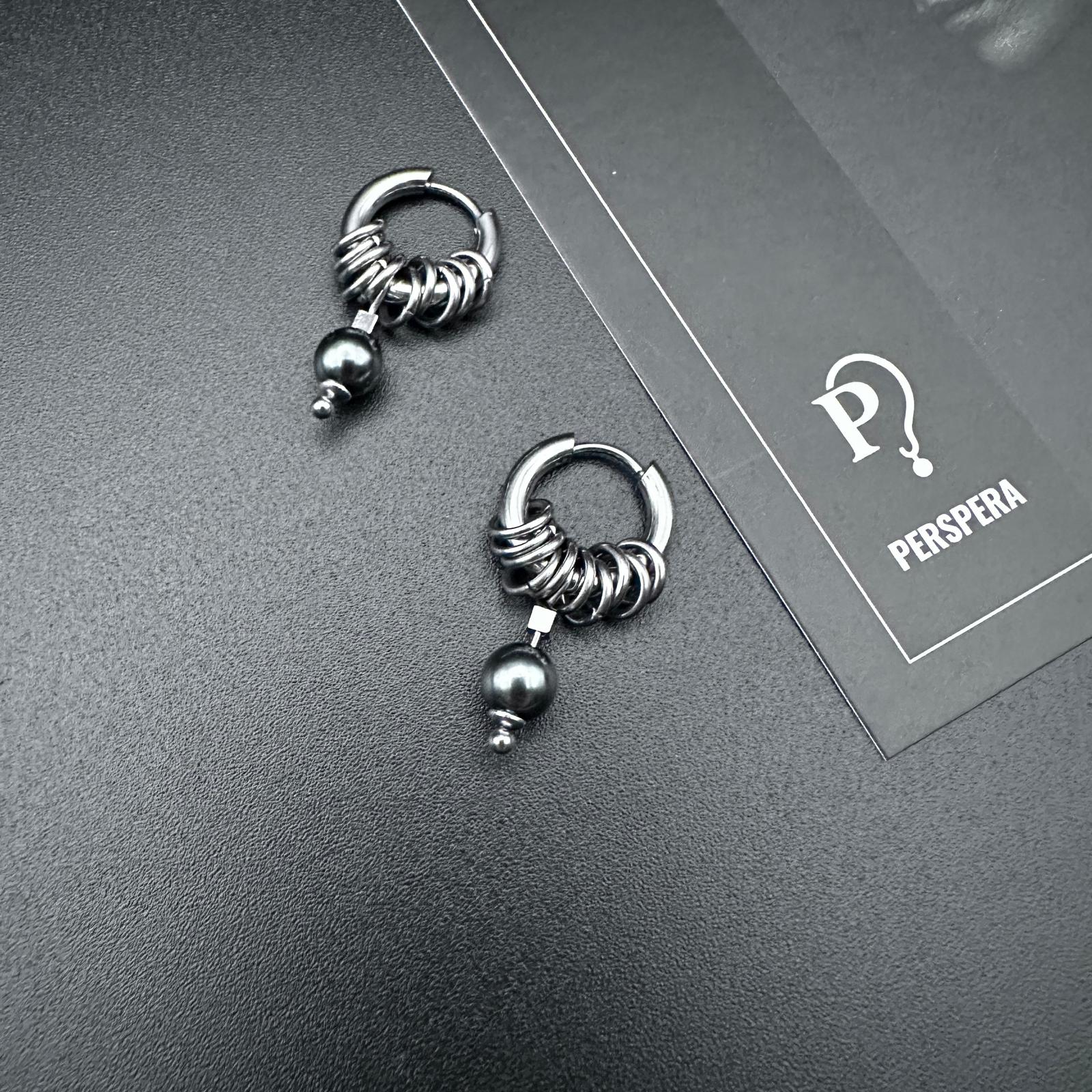 Hoop Pearl Drop Earrings | Soft-Industrial Unisex Earrings with Strength