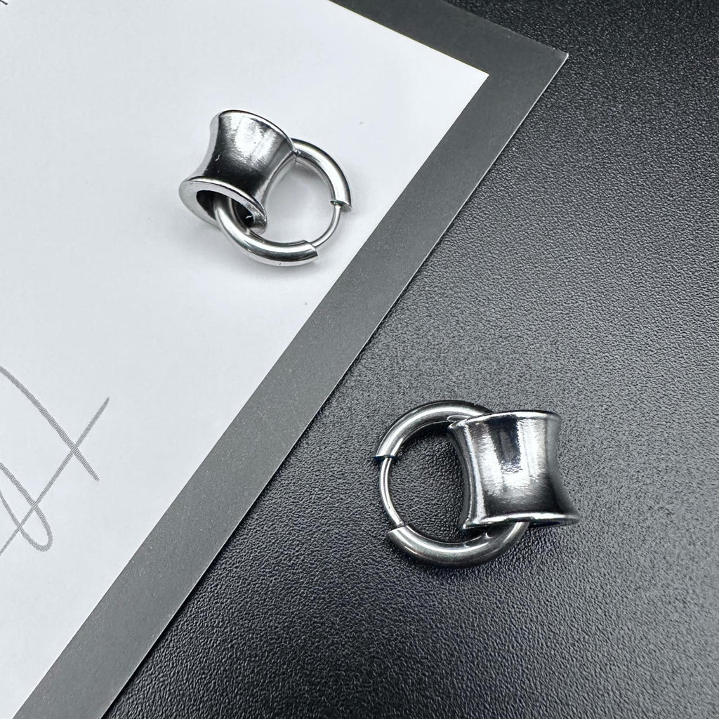 Hoop Cylinder Earrings | Mechanical Soft-Industrial Unisex Earrings