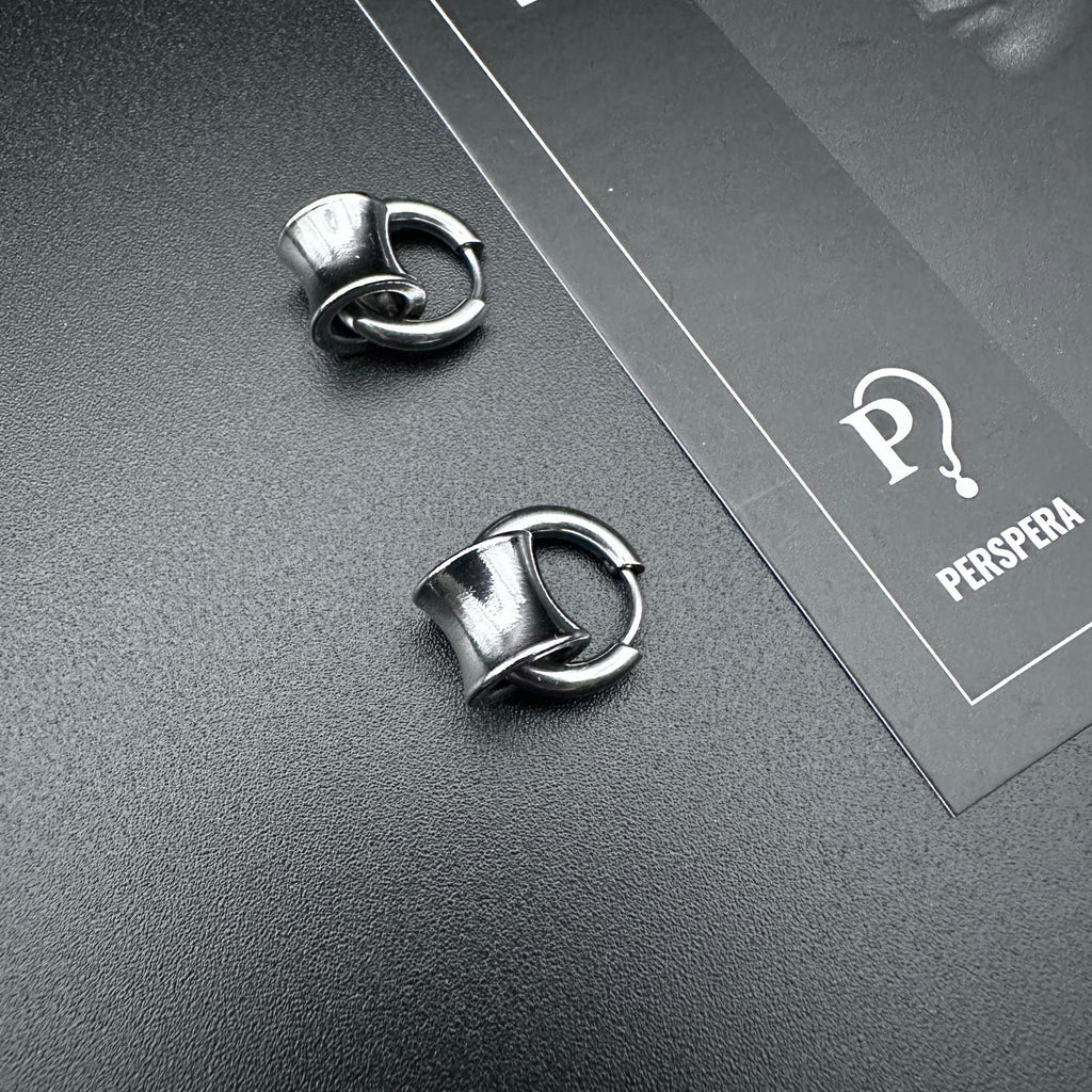 Hoop Cylinder Earrings | Mechanical Soft-Industrial Unisex Earrings
