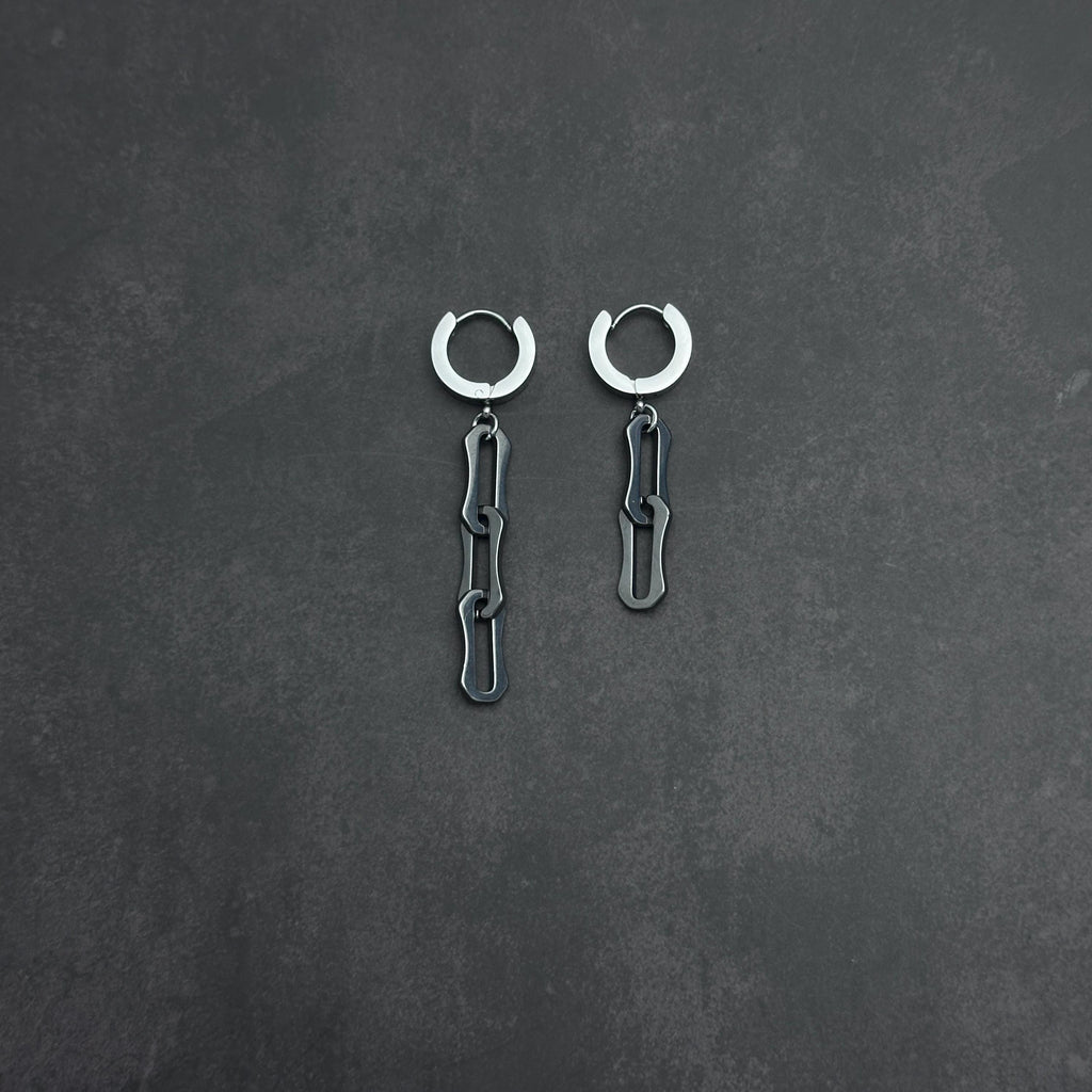 Hoop Bone Chain Earrings | Soft Industrial Gender-Neutral Jewelry