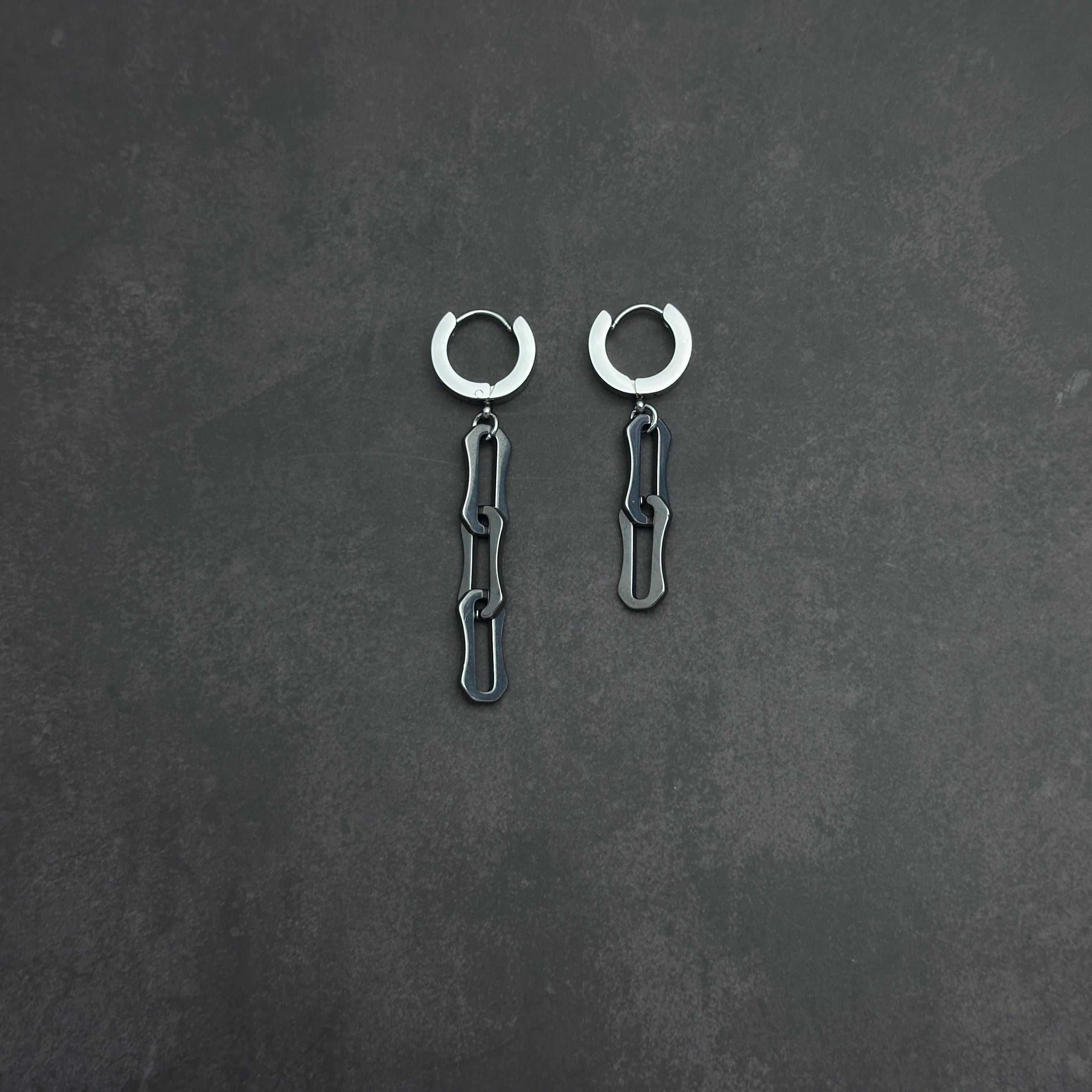 Hoop Bone Chain Earrings | Soft Industrial Gender-Neutral Jewelry