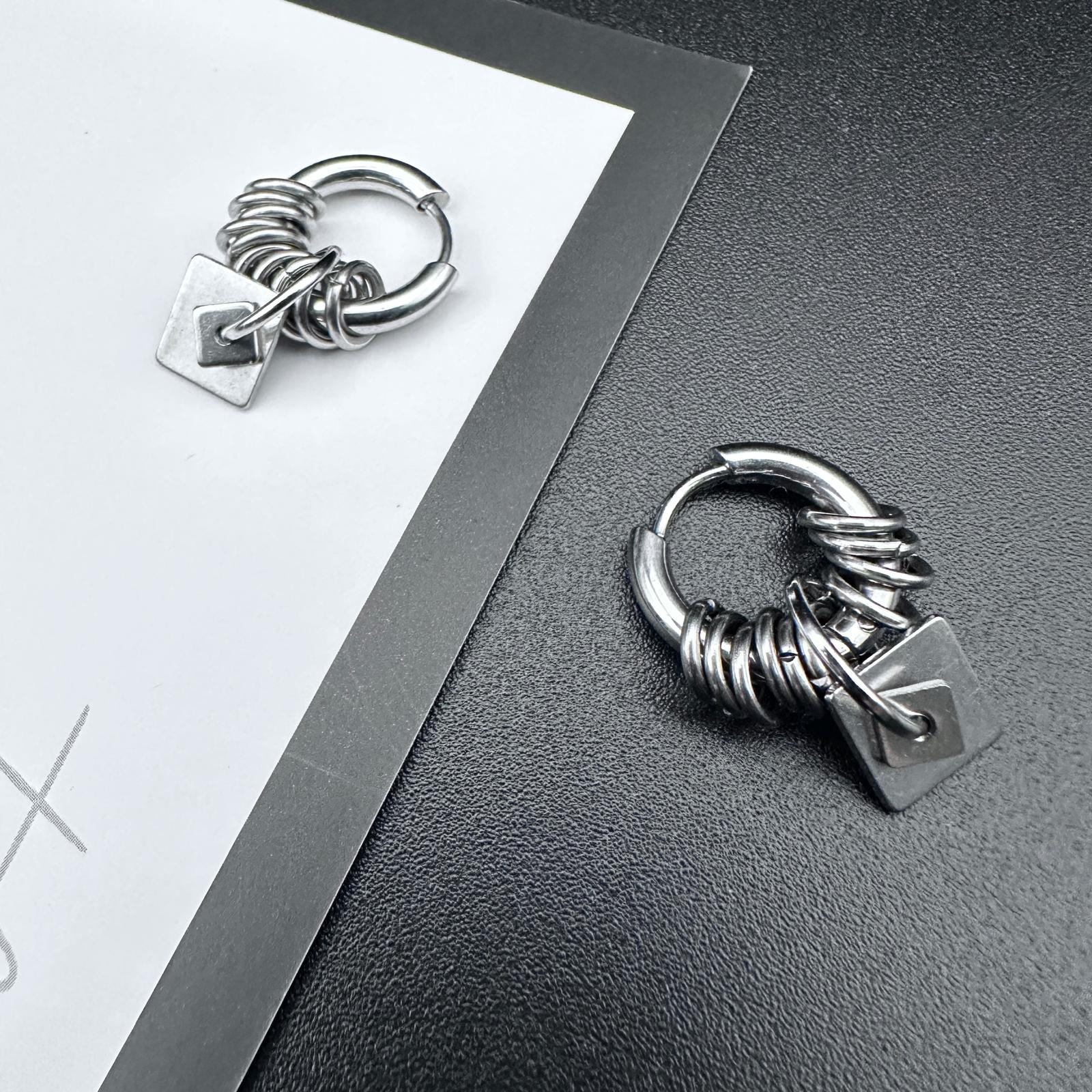 Hoop Geometric Drop Earrings | Soft-Industrial Unisex Earrings with Strength