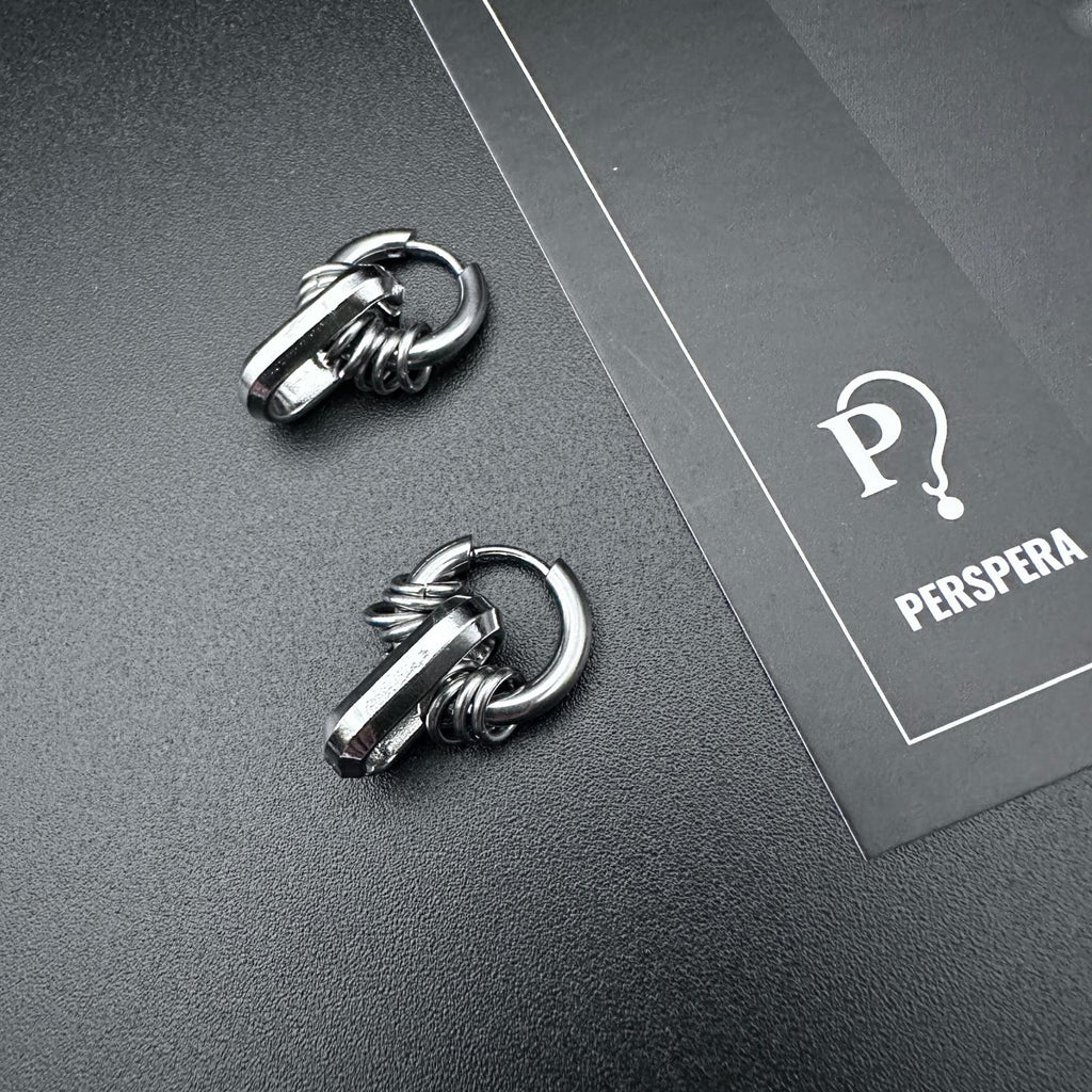 Hoop Bar Drop Earrings | Soft-Industrial Unisex Earrings with Strength