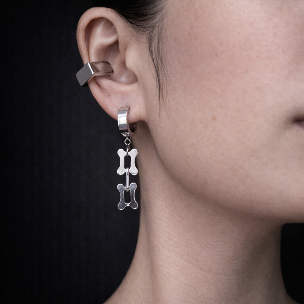 Hoop Butterfly Chain Earrings | Soft Industrial Gender-Neutral Jewelry