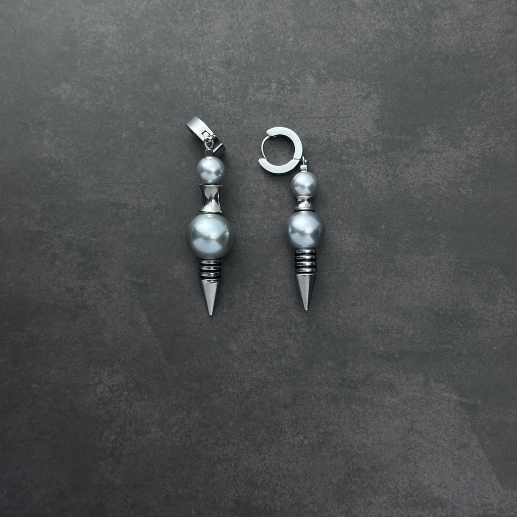 Hoop Pendulum Drop Earrings | Soft-Industrial Unisex Earrings with Mechanical Edge