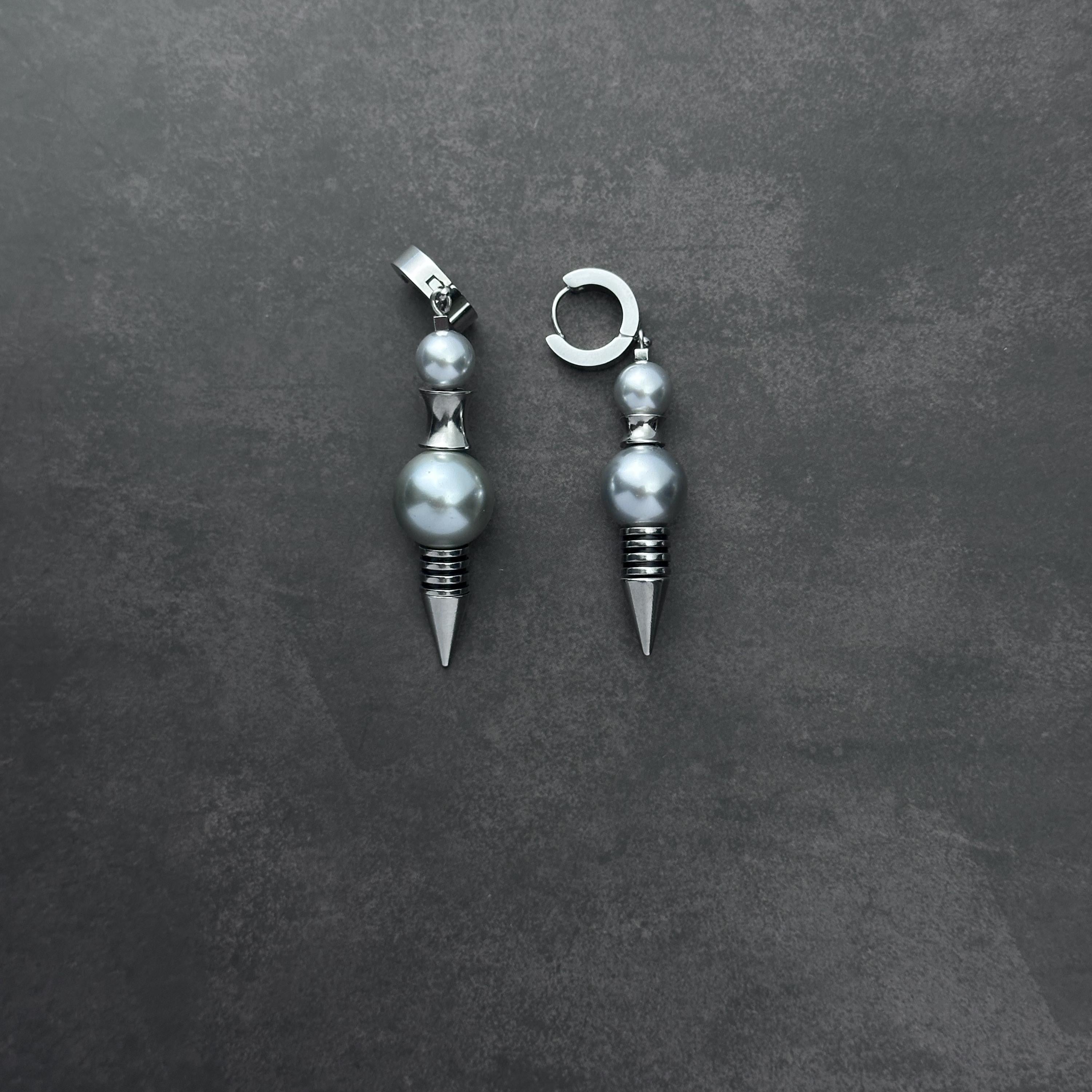 Hoop Pendulum Drop Earrings | Soft-Industrial Unisex Earrings with Mechanical Edge