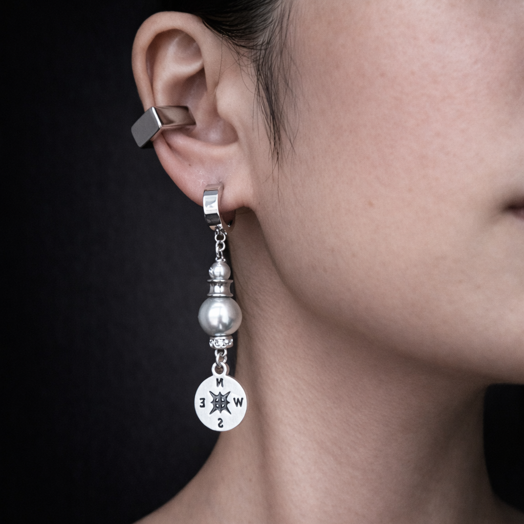 Hoop Long Bar Earrings | Soft Industrial Gender-Neutral Jewelry