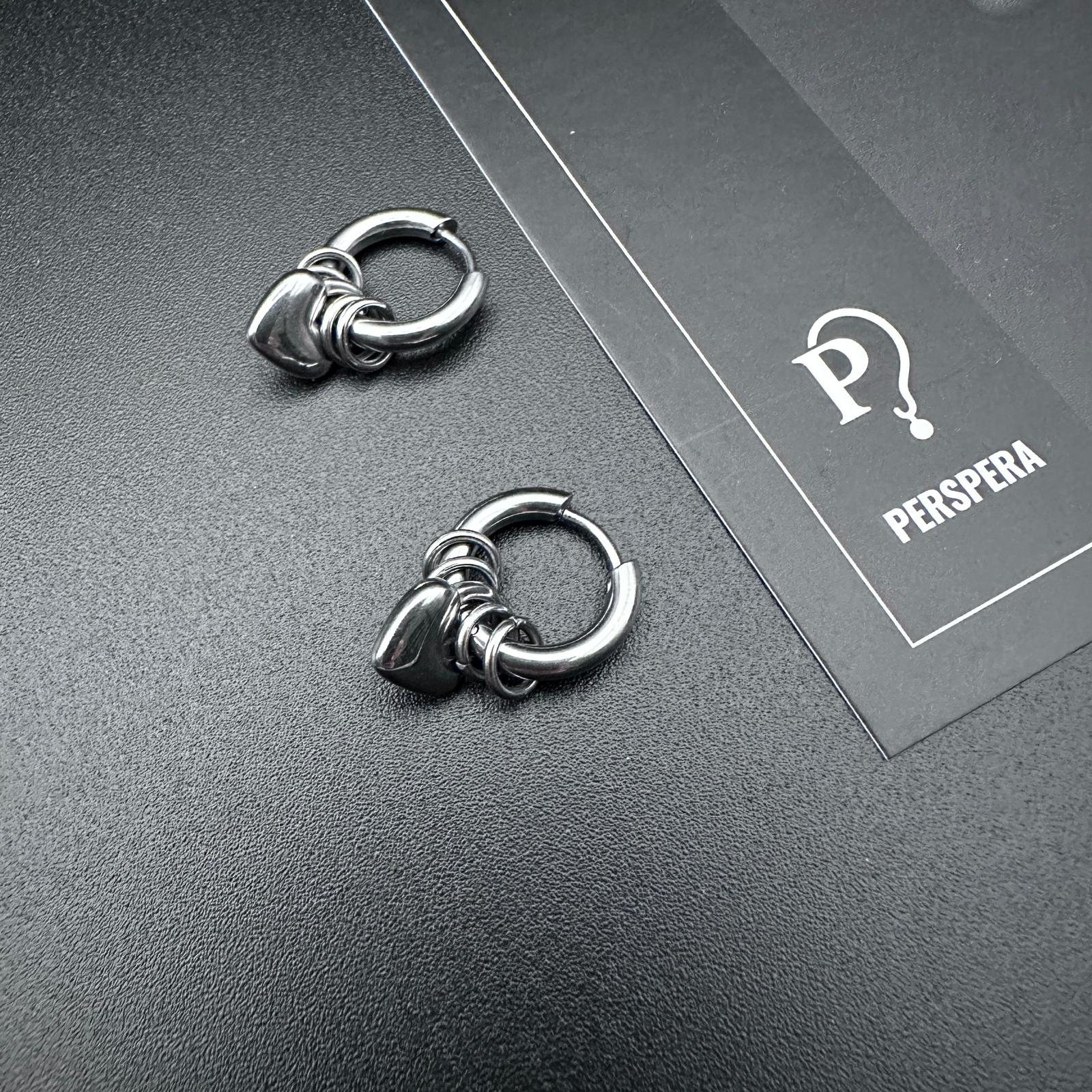 Hoop Heart Drop Earrings | Soft-Industrial Unisex Earrings with Strength