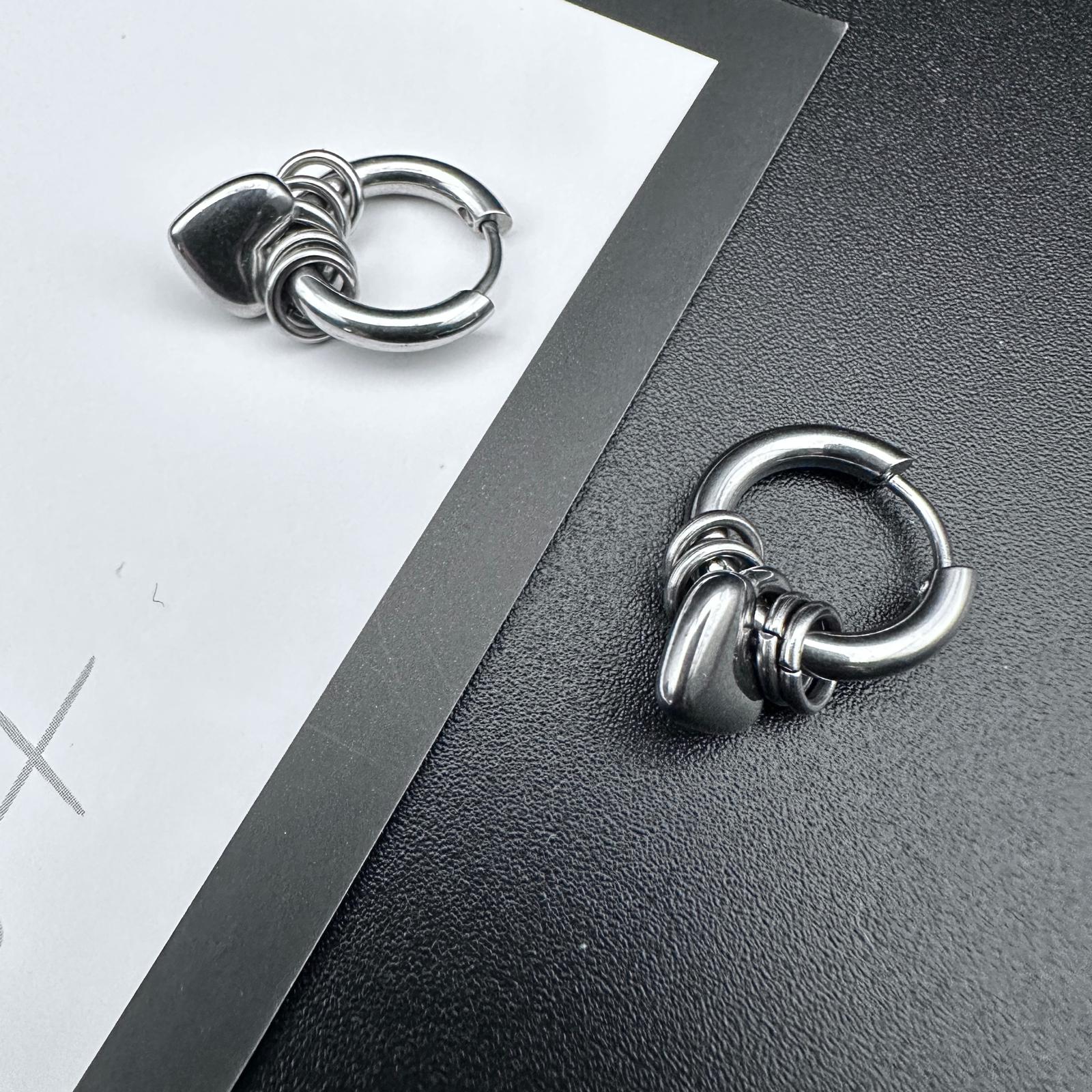 Hoop Heart Drop Earrings | Soft-Industrial Unisex Earrings with Strength
