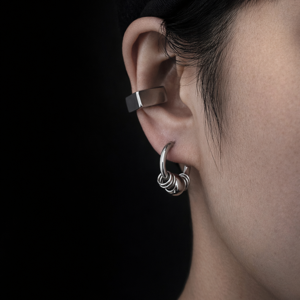 Hoop Sphere Earrings | Soft-Industrial Unisex Hoop Earrings