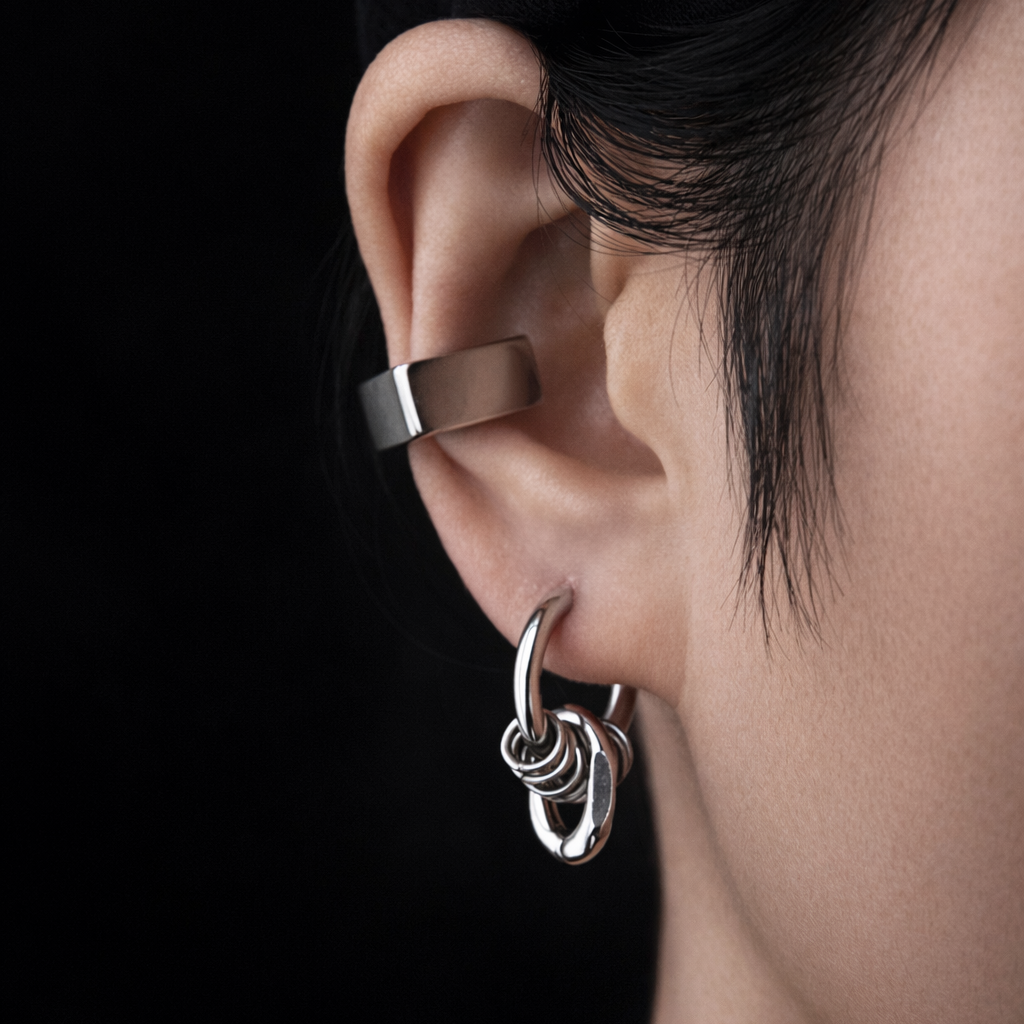 Hoop Link Earrings | Soft-Industrial Unisex Earrings with Strength