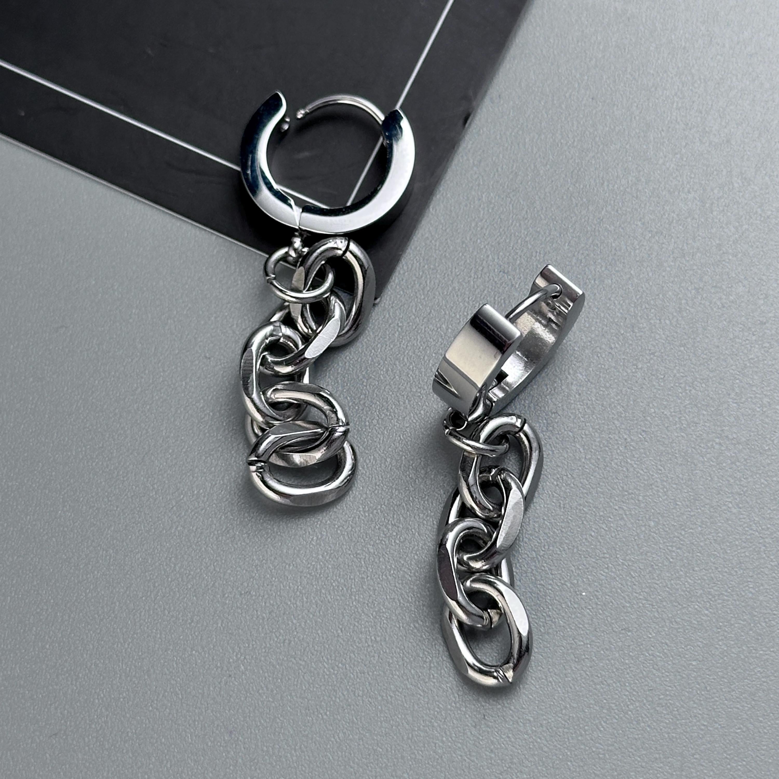 Hoop Chain Earrings | Mechanical Soft Industrial Gender-Neutral Jewelry
