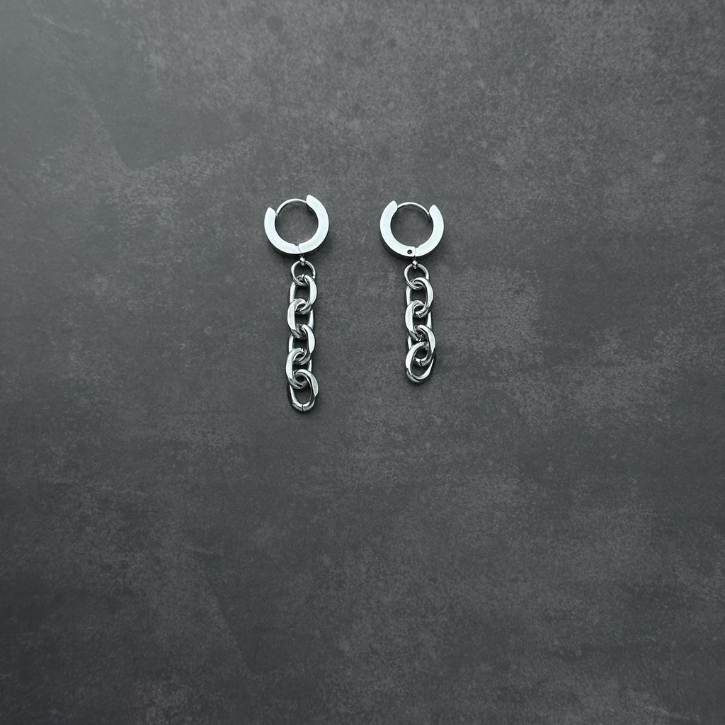 Hoop Chain Earrings | Mechanical Soft Industrial Gender-Neutral Jewelry