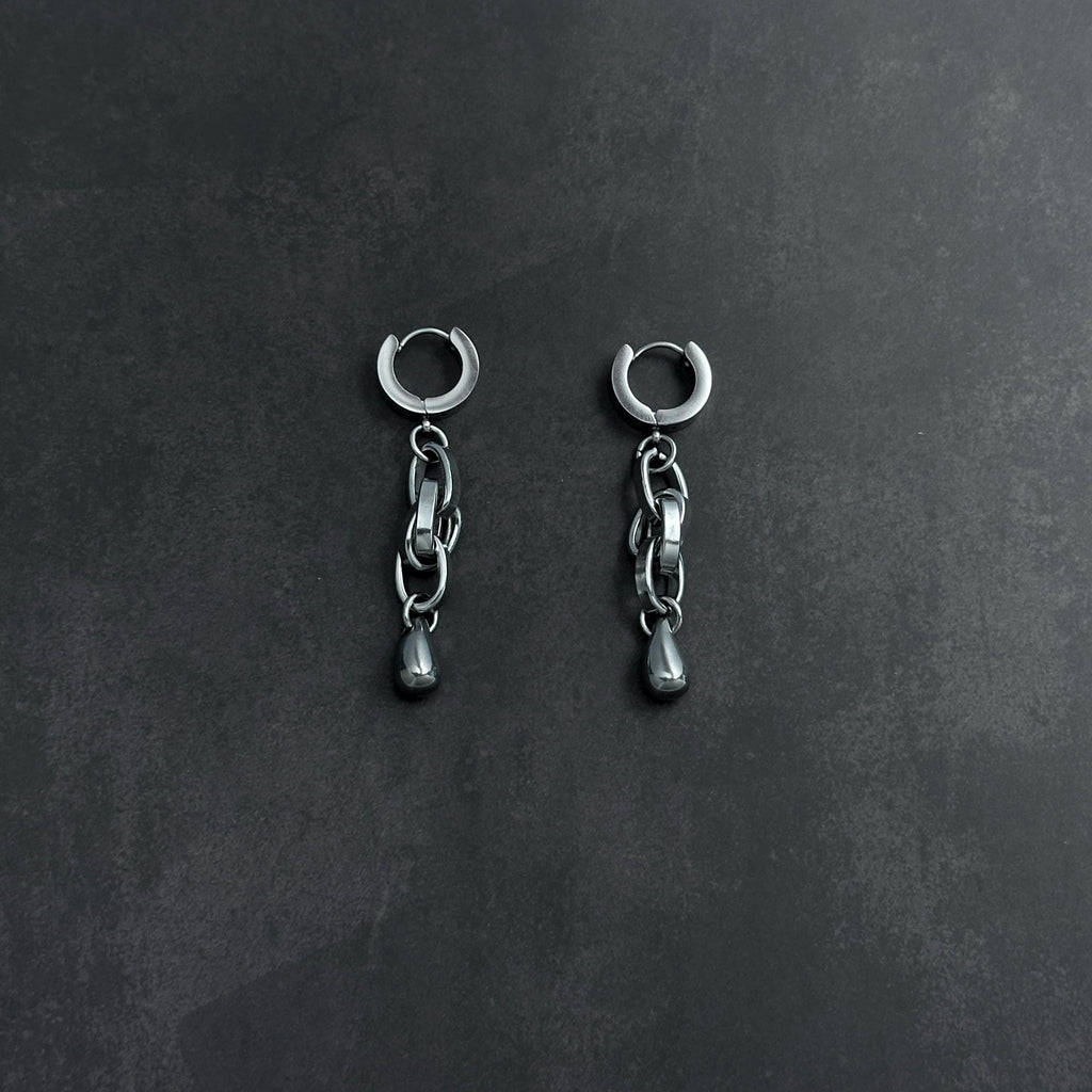 Hoop Chain Drop Earrings | Soft Industrial Gender-Neutral Jewelry