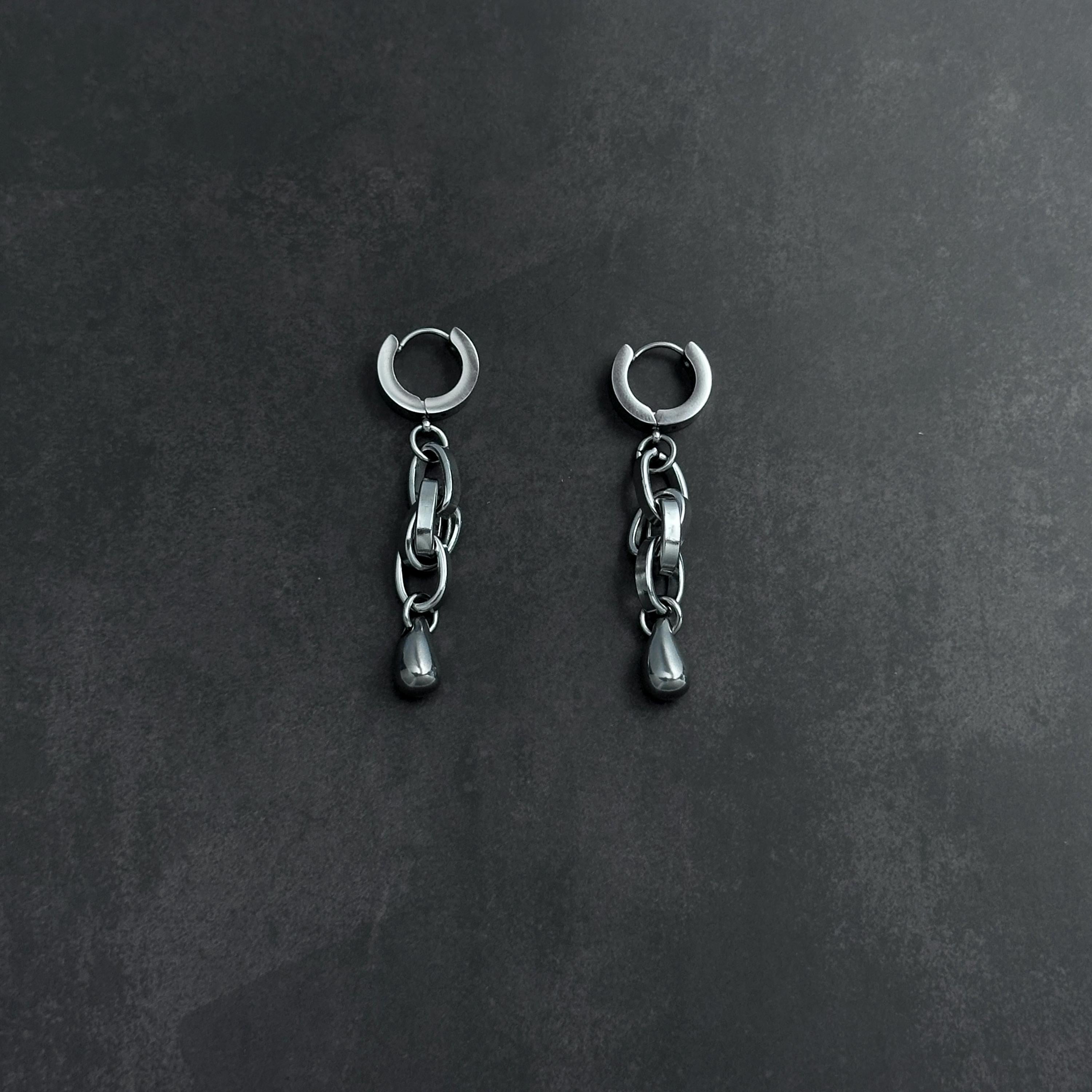 Hoop Chain Drop Earrings | Soft Industrial Gender-Neutral Jewelry
