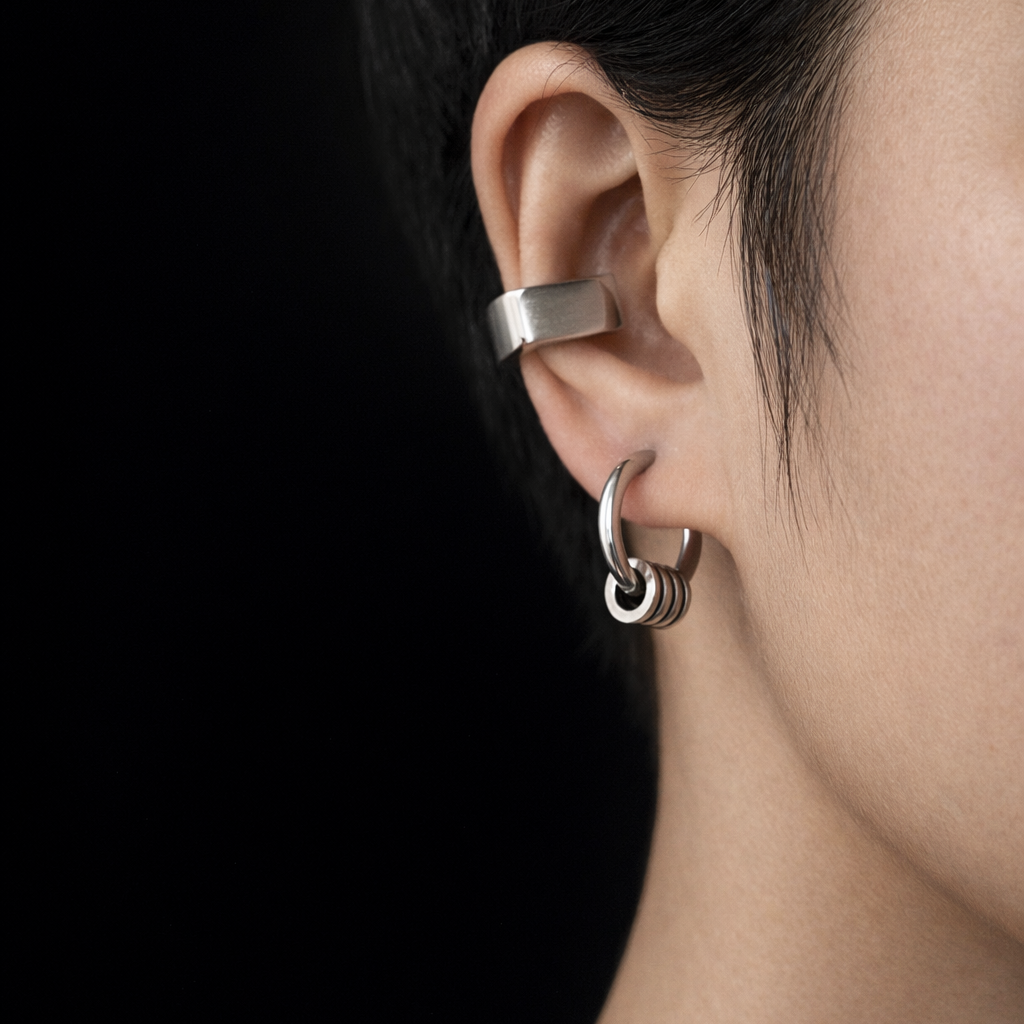 Hoop Ring Detail Earrings | Soft-Industrial Unisex Hoop Earrings