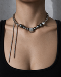 Square Heart Double Drop Industrial Necklace with Elegant Strength