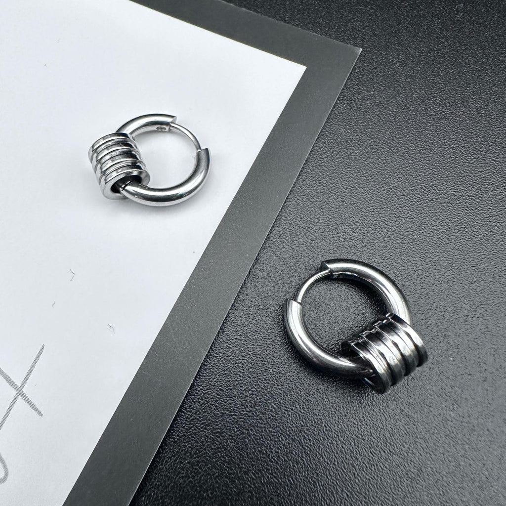 Hoop Cylinder Earrings | Mechanical Soft-Industrial Unisex Earrings