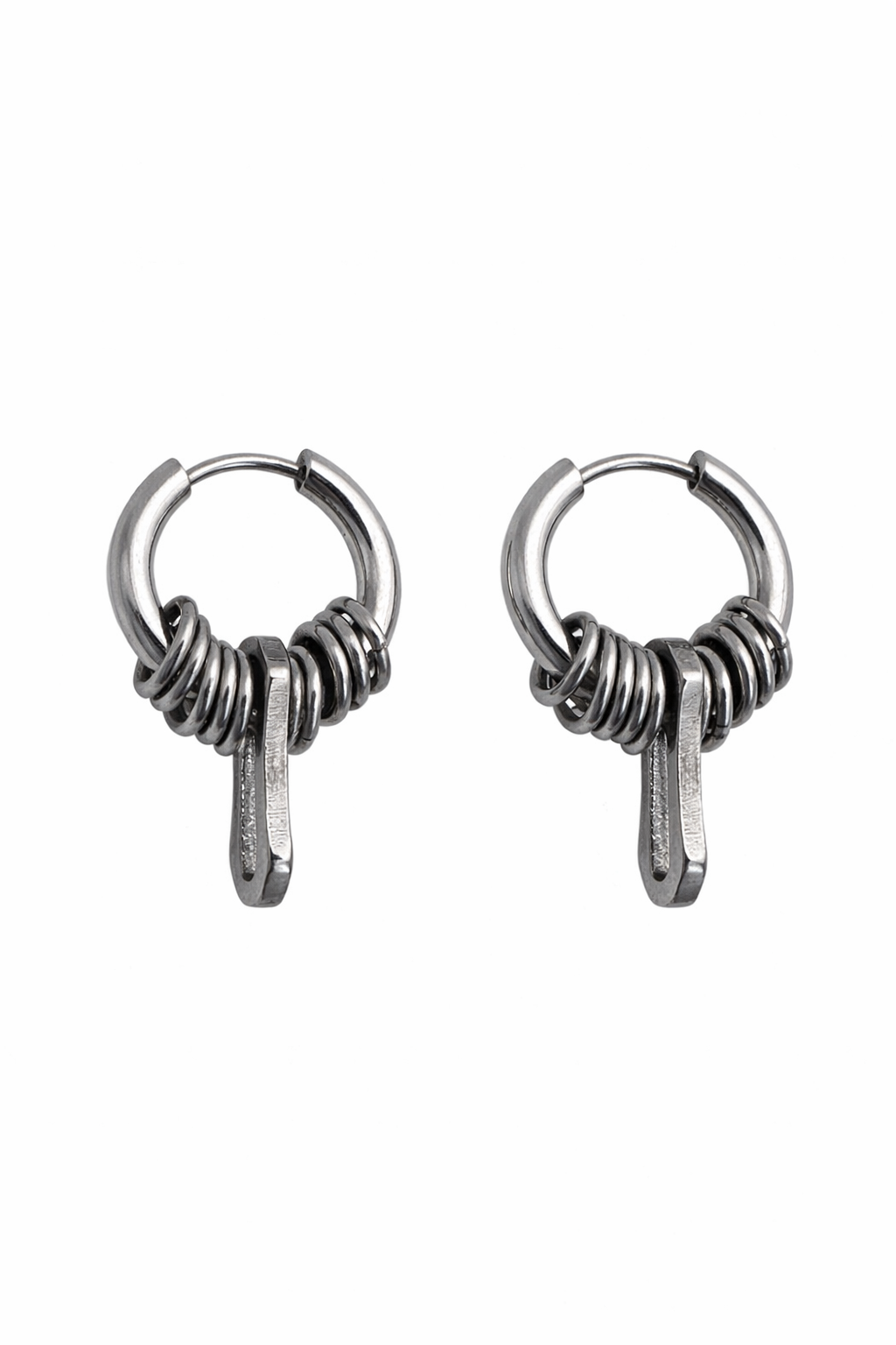 Hoop Bone Drop Earrings | Soft-Industrial Unisex Earrings with Strength
