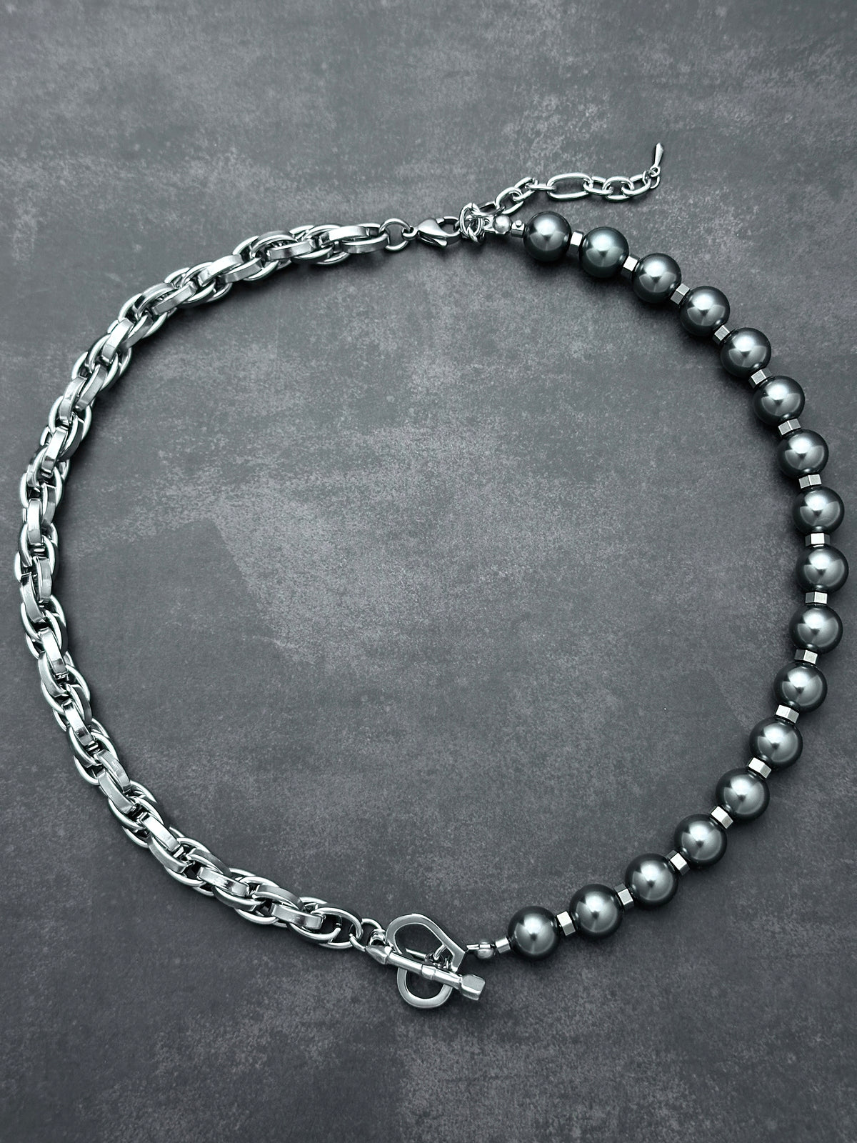 Chiusura a cuore | Collana elegante e vistosa con perle grigio scuro