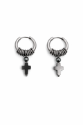 Hoop Cross Drop Earrings | Soft-Industrial Unisex Earrings with Strength