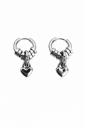 Hoop Heart Drop Earrings | Soft-Industrial Unisex Earrings with Strength