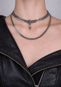 Spike Drop Punk Soft-Industrial Necklace | Double-Layer Chain Choker