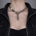 Mechanical Chain | Dark Grey Beaded Pearl  Elegant Strength Necklace