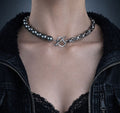 Heart Clasp | Dark Grey Pearl Elegant Statement Necklace