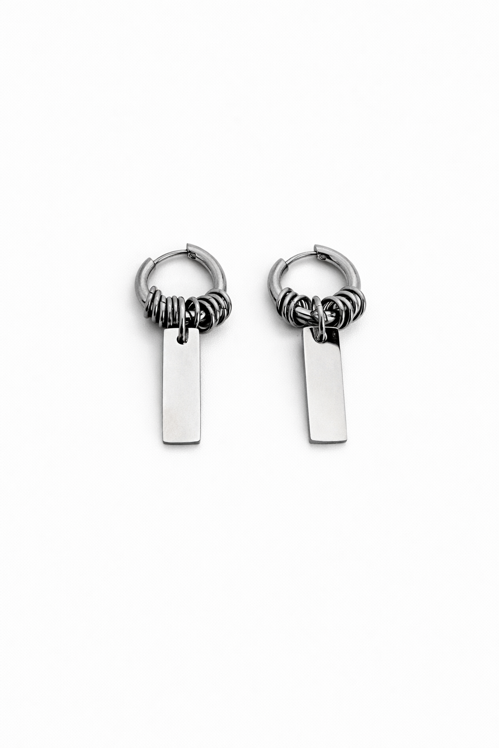 Hoop Tag Earrings | Soft-Industrial Unisex Earrings with Strength