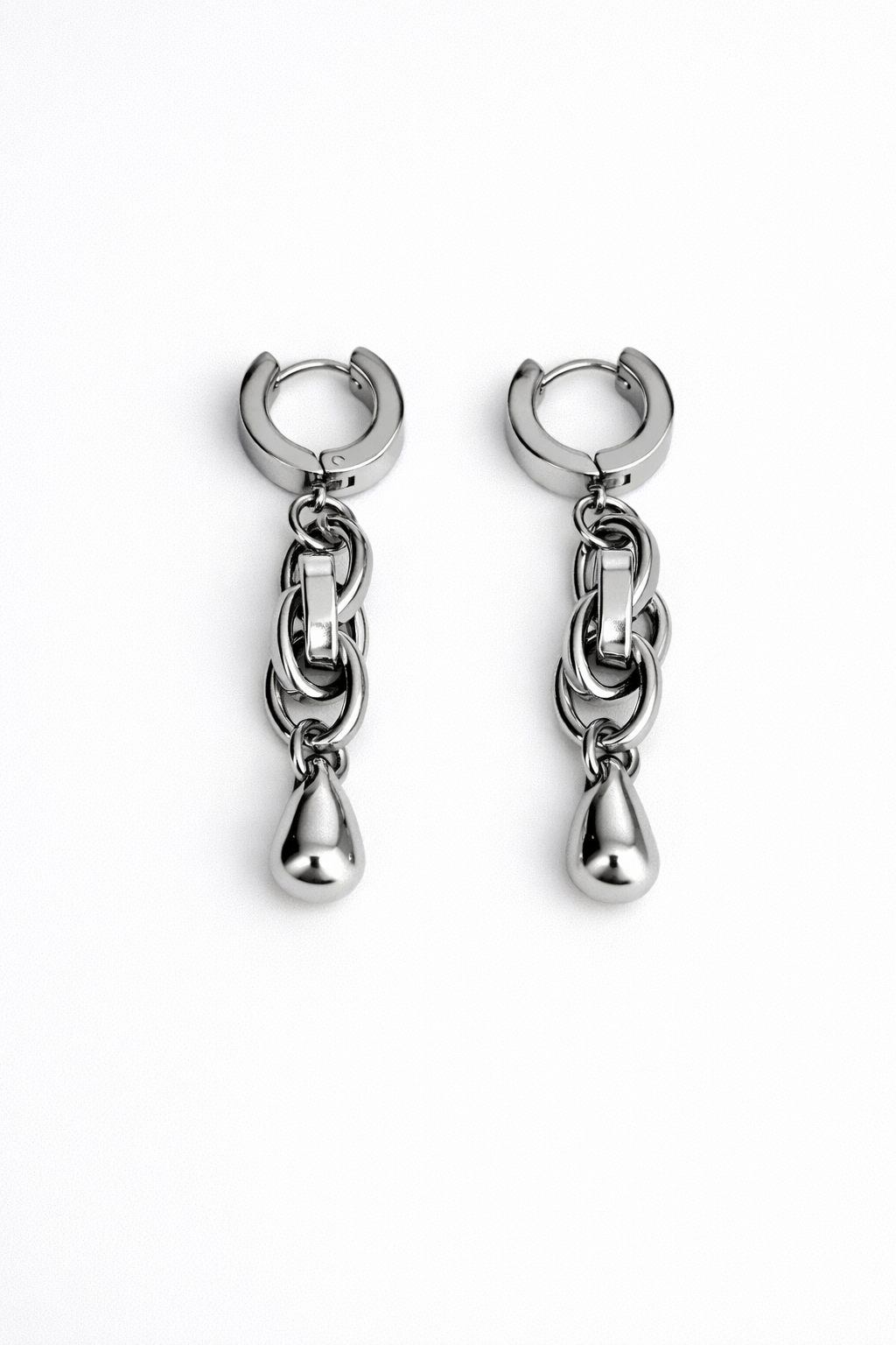 Hoop Chain Drop Earrings | Soft Industrial Gender-Neutral Jewelry