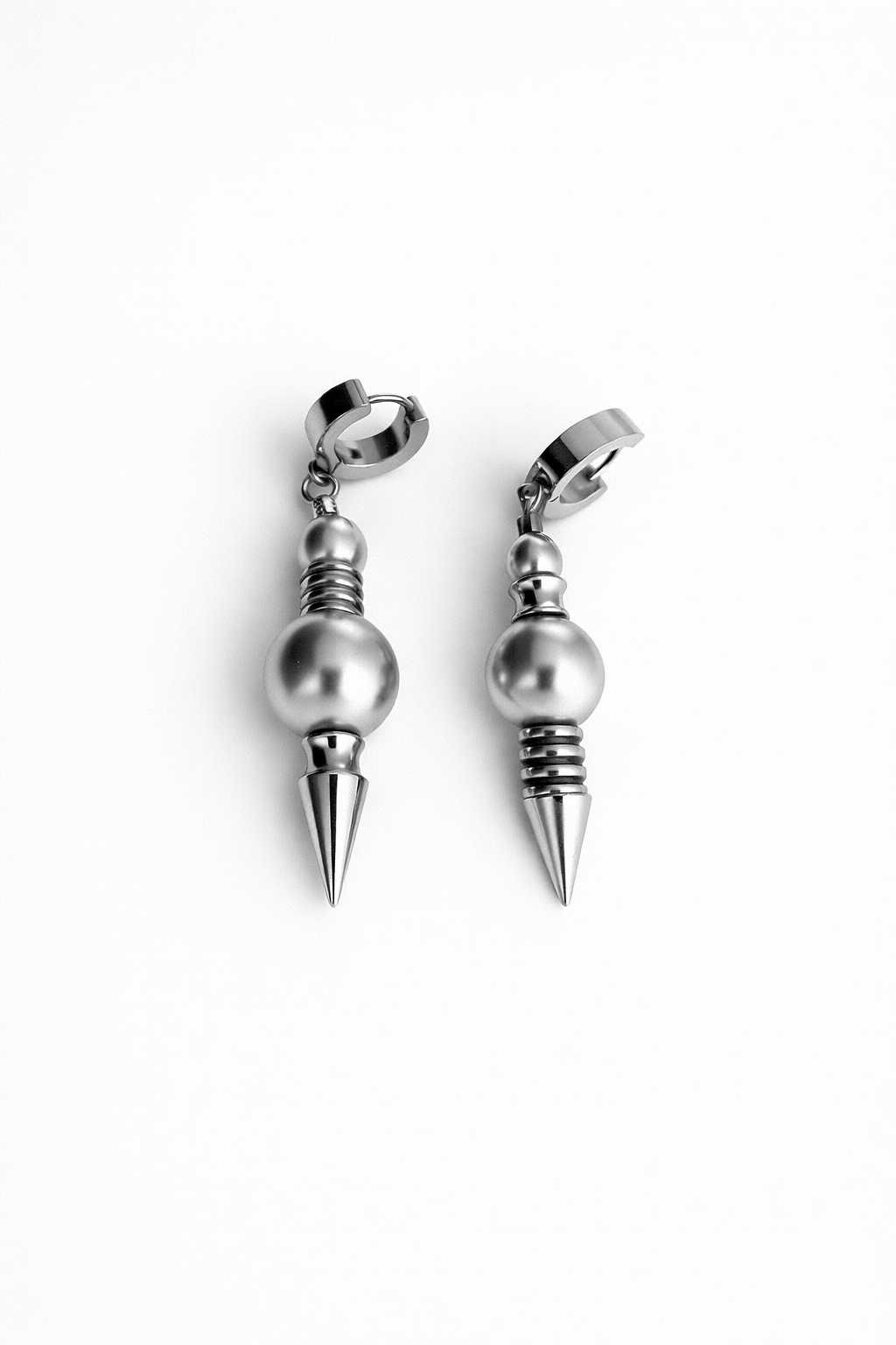 Hoop Pendulum Drop Earrings | Soft-Industrial Unisex Earrings with Mechanical Edge