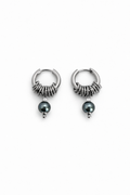 Hoop Pearl Drop Earrings | Soft-Industrial Unisex Earrings with Strength