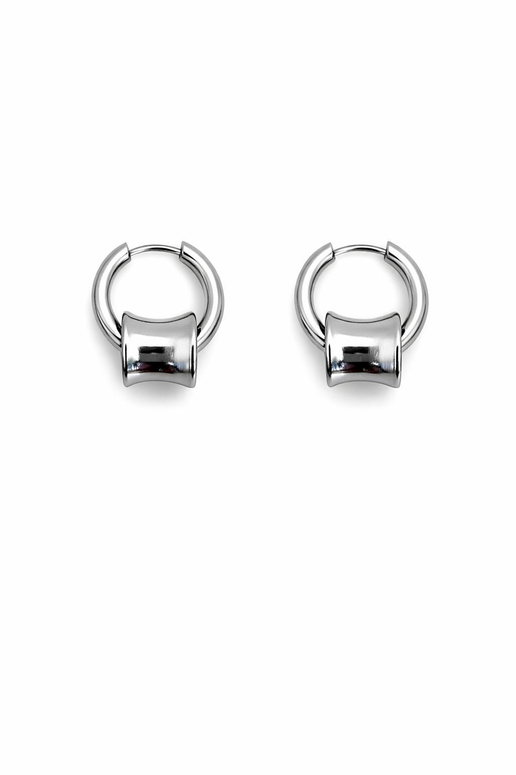 Hoop Cylinder Earrings | Mechanical Soft-Industrial Unisex Earrings