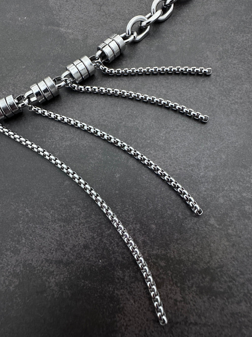 Fringe Dark Grey Pearls Soft-Industrial Statement Necklace