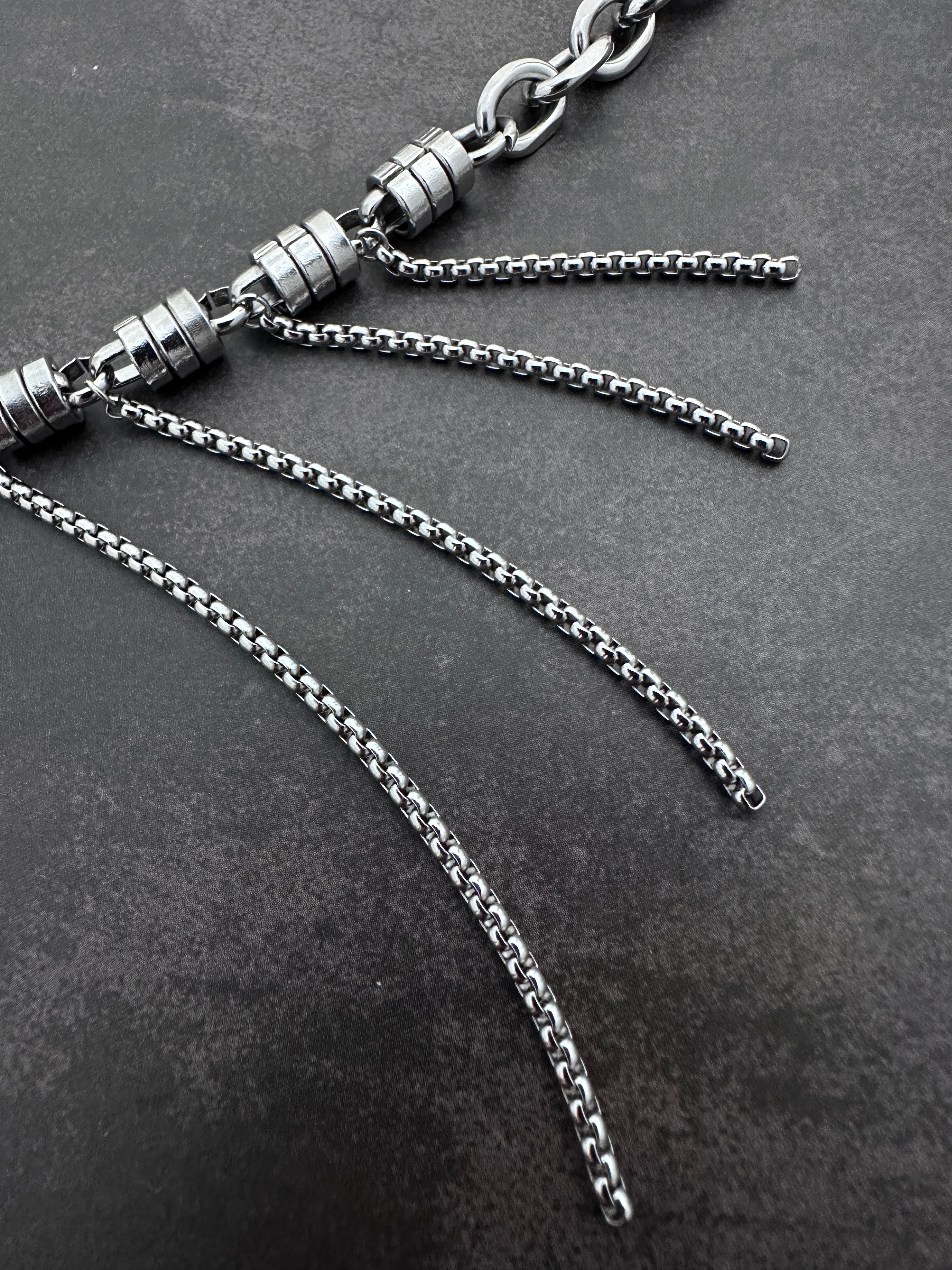 Fringe Dark Grey Pearls Soft-Industrial Statement Necklace