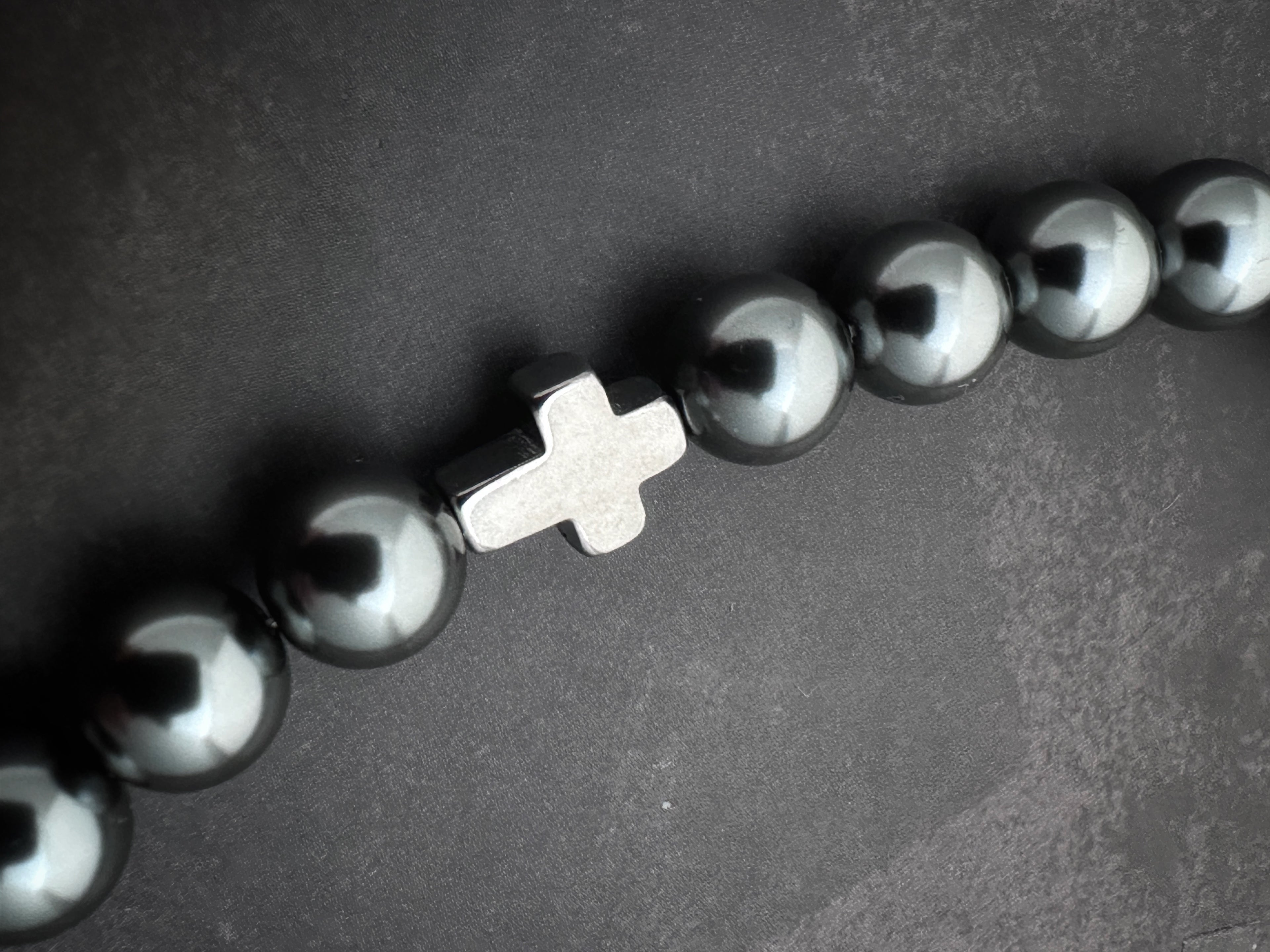 Vampire Fang Dark Grey Pearl Soft-Industrial Statement Necklace