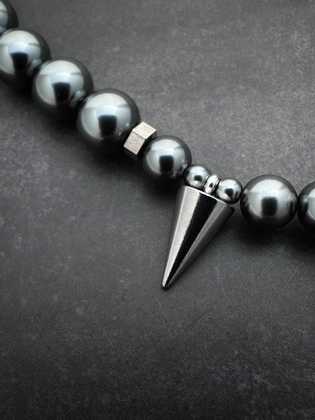 Vampire Fang Dark Grey Pearl Soft-Industrial Statement Necklace