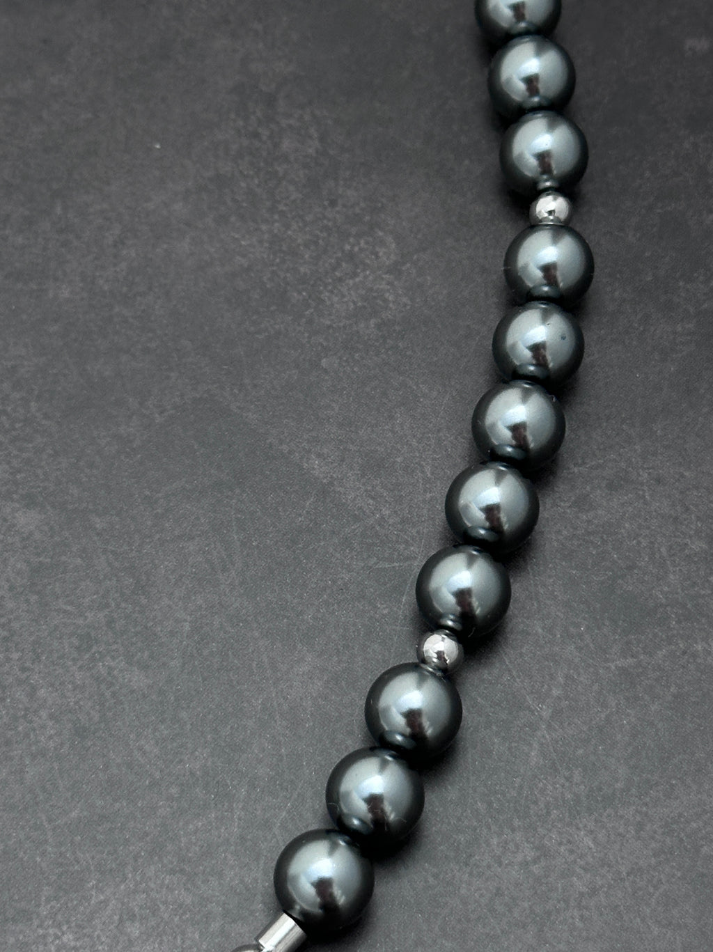 T-Bar Soft-Industrial  Necklace | Dark Grey Pearl  Y Necklace with Elegant Strength