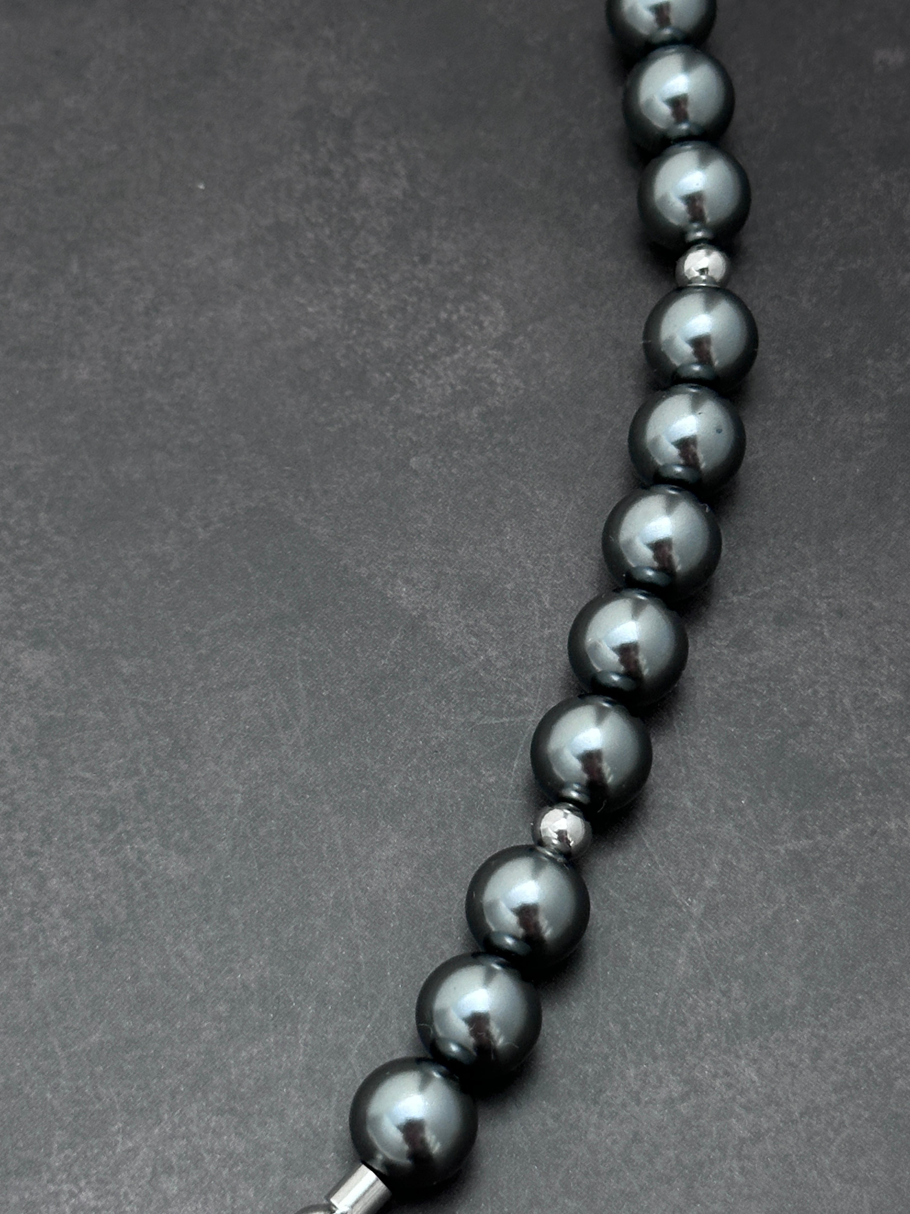 T-Bar Soft-Industrial  Necklace | Dark Grey Pearl  Y Necklace with Elegant Strength